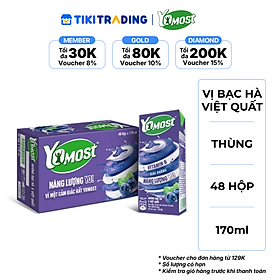 Thùng 48 Hộp Sữa Chua Lên Men Tự Nhiên Yomost Bạc Hà - Việt Quất (170ml/Hộp)