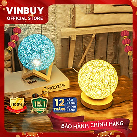 Đèn Ngủ Để Bàn Quả Cầu Mây - Đèn Trang Trí Phòng Ngủ Decor Phong Cách Bắc Âu Độc Đáo, Bóng Led Điều Chỉnh Được Độ Sáng - Hàng Chính Hãng VinBuy