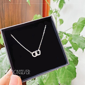 Dây chuyền bạc nữ moonsilver vòng cổ bạc 925 hình vuông tròn lồng vào nhau