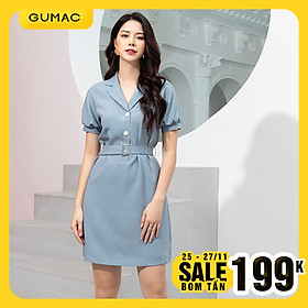 Đầm nữ GUMAC DA9241 Thiết kế cổ vest phong cách hiện đại