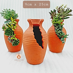 Chậu đất nung - Bình hoa 925, miệng chậu 9cm, chiều cao 25cm