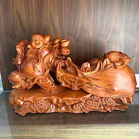 Mua Tượng phật di lặc kéo bao vàng bằng gỗ hương đá kt 50×27×13cm