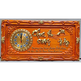 Mua Tranh gỗ Hương đỏ điêu khắc  Cha Mẹ  - Tâm - Đức- Di lặc - Mã đáo thành công ( 41x81cm )