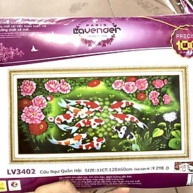 Mua Tranh thêu chữ thập Cửu Ngư Quần Hội LV3402 (120x60) chưa thêu