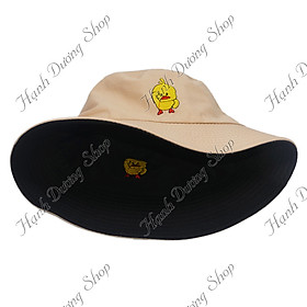 Nón tai bèo thêu hình con vịt siêu dễ thương, đội được 2 mặt độc đáo mũ bucket con vịt vàng - Hạnh Dương