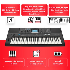 Đàn Organ điện tử/ Portable Keyboard - Yamaha PSR-E473 (PSR E473) - Màu đen - Hàng chính hãng