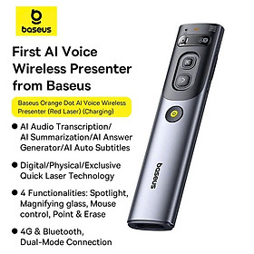 Mua Bút Trình Chiếu Thông Minh Baseus Orange Dot AI Voice (AI-Powered Voice-to-Text  Dual-Laser  2.4G & Bluetooth Connection  100m Laser Distance) Hàng chính hãng