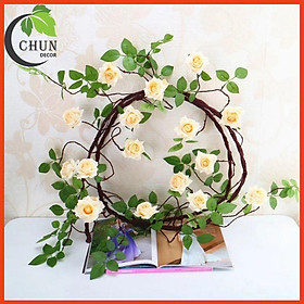 Mua Hoa giả  dây hoa hồng leo kim cương dài 3m cao cấp trang trí tường  ban công  xích đu  làm đạo cụ chụp ảnh