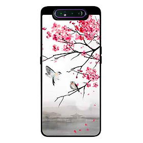 Ốp Lưng Dành Cho Samsung A80 mẫu Chim Nền Anh Đào - Hàng Chính Hãng