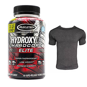 Combo Thực phẩm bổ sung Hydroxycut Hardcore Elite của MuscleTech hộp 180 viên hỗ trợ đốt mỡ, giảm cân mạnh mẽ, tăng tỉnh táo tập trung & Áo thun thể thao (size L 68-80 kg)