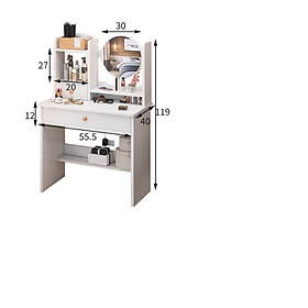 Bàn trang điểm gương tròn hiện đại TD3026, chưa ghế