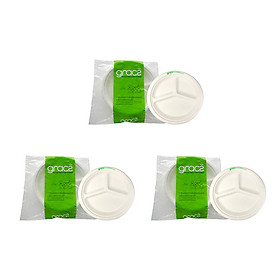 Combo 3 Gói (30 Cái) Dĩa 3 Ngăn 10in - Bao Bì Gracz Từ Bã Mía