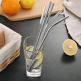 Vỉ 4 ống hút inox 304 kèm 1 que vệ sinh ống