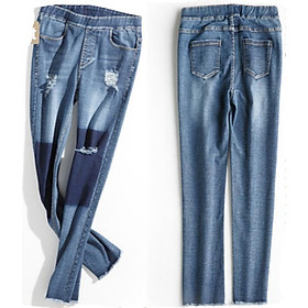 Quần Bò, Quần Jeans Nữ Baggy Rách Lưng Cao Ulzzang Tua Rua Chân