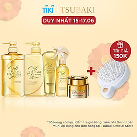 Trọn Bộ Tsubaki Premium Phục Hồi Ngăn Rụng Tóc (Gội Xả 490ml/chai + Kem Xả 180g + Mặt nạ tóc 180g + Xịt dưỡng tóc 220ml)