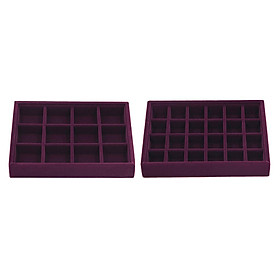 Elegant Velvet Stackable Jewelry Display Tray Case 12 And 24 Grids