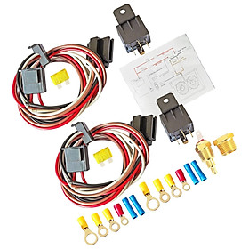 Hình ảnh 40 Amp Dual Electric Fan Wiring Kit 175-185 Degree Easy to Install Car Parts