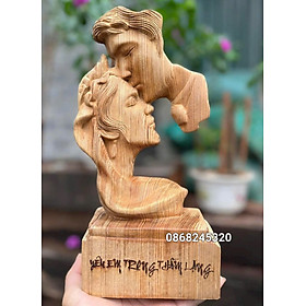 Phu thê viên mãn ,mãi mãi bên nhau trọn đời bằng gỗ ngọc âm thơm nức kt cao 30×15×7cm 