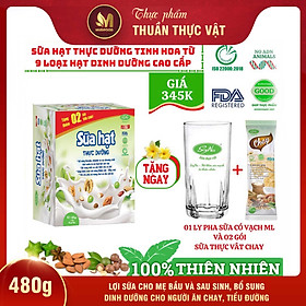 Sữa Hạt Thực Dưỡng Soyna, Thuần Thực Vật 9 Loại Hạt Cao Cấp - Lợi Sữa Cho Mẹ Bầu Và Sau Sinh, Bổ Sung Dinh Dưỡng Cho Người Tiểu Đường, Ăn Kiêng, Tăng Giảm Cân - Hộp 400g, 480g Tặng Ly Thủy Tinh Có Vạch Chia ML, Hộp 480g Tặng Thêm 2 Gói Sữa Hạt Chay 30g