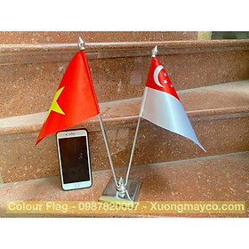 Cờ để bàn inox đế đôi Việt Nam - Singapore