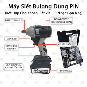 Mua  PIN Sạc  Máy Siết Vặn Bulong KhoNCC Hàng Chính Hiệu - Bắn Vít Không Chổi Than - KNK-MSBL