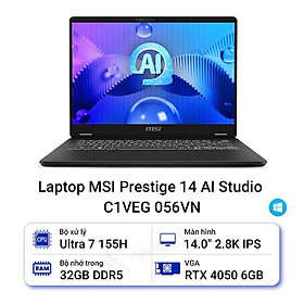Mua MSI Prestige 14 AI Studio C1VEG 056VN (Intel Core Ultra 7 155H | RTX 4050 6GB | 14 inch 2K8 144Hz | 32GB | 1TB | Win 11 | Đen) - HÀNG CHÍNH HÃNG