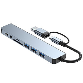 USB Type C Hub Adapter, Laptop Docking Station, USB3.0 USB C Aluminum Alloy 8 in 1 8 Port Hub Multiport Adapter for Type C  Notebooks