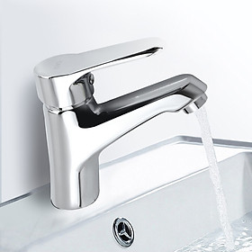 Vòi lavabo rửa mặt nóng lạnh bằng đồng mạ cao cấp mặt gương Hiwin KF-211