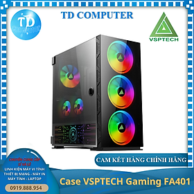 Mua Vỏ máy tính Case VSP FA 401 (ATX  M-ATX  ITX) - Kính cường lực (Tặng 4 FAN RGB) - Hàng chính hãng TECH VISION phân phối