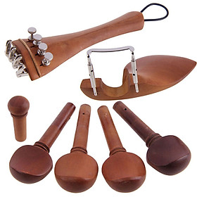Natural Jujube Wood 4/4 Violin Parts Accessories Set Fine-Tuning Chinrest Strings Tail Nail Tail Rope