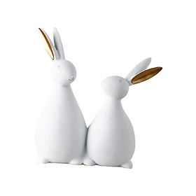 Rabbit Statue Bunny Figurine Resin Animal Sculpture for Home Decoration