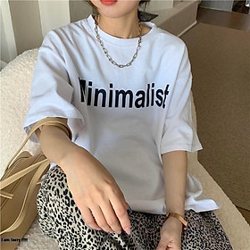 Áo thun unisex form rộng nữ nam phông unisex cổ tròn cotton oversize giá rẻ in hình ulzzang freesize MINIMALIST
