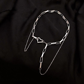 Vòng cổ choker ba lớp mặt hình tim phong cách cá tính