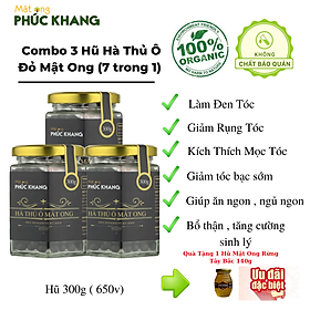 Viên Hà Thủ Ô Đỏ Mật Ong Rừng Phúc Khang 300g ( 7 trong 1 ) - Làm đen tóc ,giảm rụng tóc , kích thích mọc tóc .giúp ăn ngon , ngủ ngon , hũ thủy tinh cao cấp  , vị ngọt , dễ uống - Hàng chính hãng 