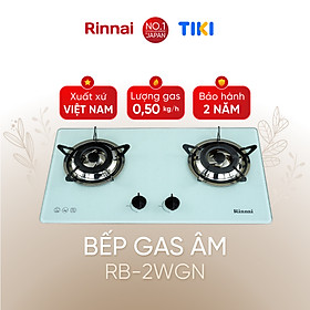 Bếp gas âm Rinnai RVB-2WGN mặt bếp kính và kiềng bếp men - Hàng chính hãng.