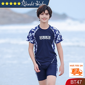 Đồ bơi size đại cho bé trai, áo tắm big size cho trẻ em trai lớn đến 63kg, mẫu cao cấp chất thun bơi Lycra đẹp dày dặn, phom chuẩn dáng khỏe thể thao | BT47