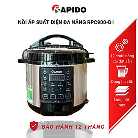 Mua Nồi áp suất điện đa năng Rapido RPC900-D1 cao cấp  lòng nồi Inox  bảo hành 1 năm toàn quốc  12 chế độ nấu tự động - Hàng chính hãng