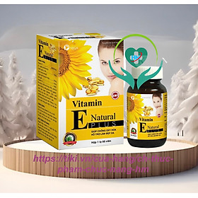 ￼VITAMIN E  Natural Plus - Lọ 60 viên - Viên uống Đẹp da, Chống lão hóa , Tái tạo da, Sáng da