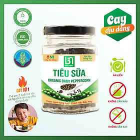 Tiêu Sữa Organic Bầu Mây 35g - Cay cấp độ 1 với độ cay dịu dàng, tươi non, giòn mềm, đậm đà, giúp kích thích vị giác, giúp ăn ngon miệng hơn, cải thiện chức năng của hệ tiêu hoá