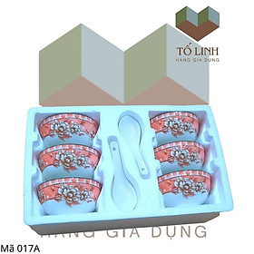 Mua Hộp 6 Chén 6 Muỗng Sứ Hoa Cao Cấp 4D Hoa Đỏ Combo Bộ 6 Chén 6 Muỗng Sứ Hoa Cao Cấp Hoa Đỏ
