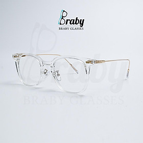 Gọng kính cận mắt mèo thời trang nam nữ Braby gọng kim loại mảnh chống gãy kiểu dáng đơn giản tinh tế MK16