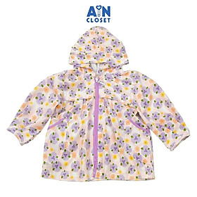 Áo Khoác có nón bé gái hoạ tiết Hoa Tím Cotton Nhung - AICDBGCSDNZP - AIN Closet