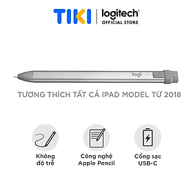 Bút cảm ứng Logitech Crayon dành cho iPad - Công nghệ kỹ thuật số như Apple Pencil, không độ trễ, sạc nhanh USB C - Hàng chính hãng