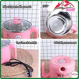 Mua Ca BITANO Nấu Mì  Lẩu Mini Đa Năng Có Tay Cầm 1 8L - Nồi Lẩu Điện Mini Kèm Giá Hấp