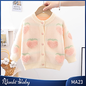 Áo len cardigan bé gái, style Hàn Quốc xinh xắn, chất len dày dặn đanh chắc, mịn ấm, họa tiết nhẹ nhàng dễ thương | MA23