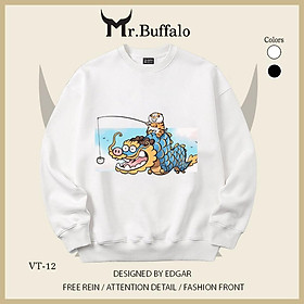 Áo Sweater Hổ béo ngây thơ và rồng cute Mr.Buffalo - VT12 Trắng, VT12 Trắng