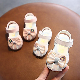 Giày bút bê nơ hoa Bé gái chống trơn K9938#