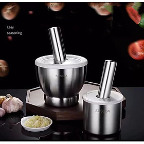Mua Bộ chày cối chống trượt có nắp đậy chống tràn loại lớn chất liệu bằng inox 304