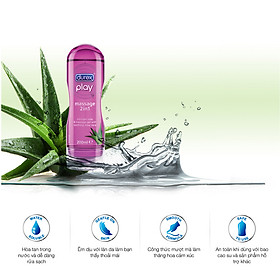 Gel Bôi Trơn Durex Massage Lô Hội - Tăng Độ Trơn Tru, Dưỡng Ẩm Cô Bé, Chăm Sóc Da Mềm Mại - 200ml