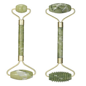 Jade Roller Set of 2 Double-ended Jade Face Roller Facial Skin Care Kit for Face Eye Neck Massage Anti Aging & Anti